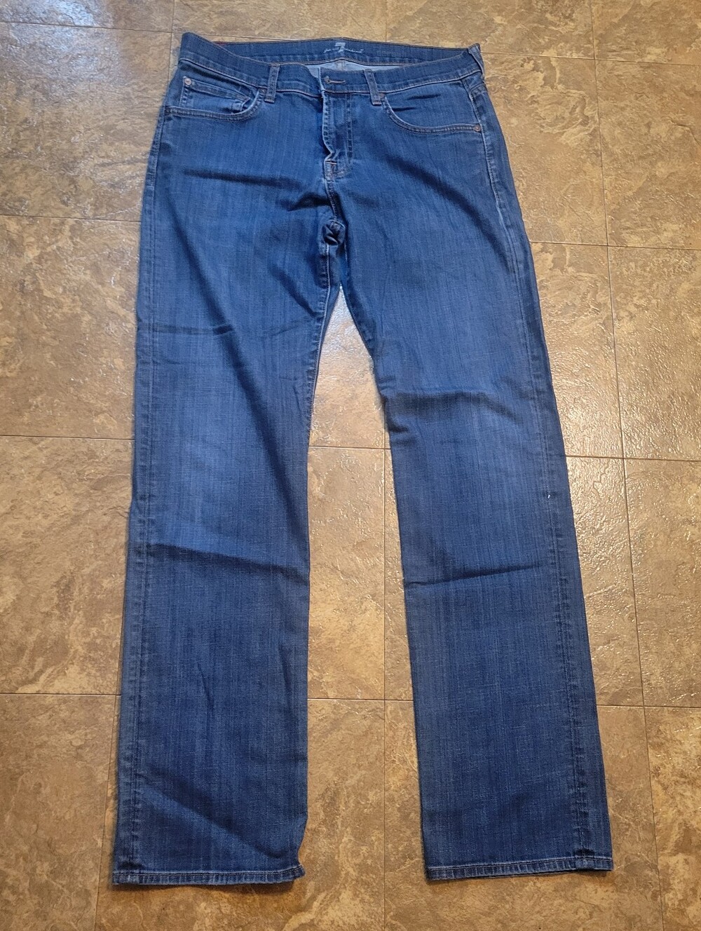 For All Mankind Carsen Jeans Mens 33 *34x33* Blue Straight Leg Mid Rise